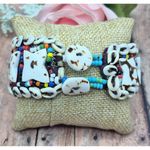 Handmade AFRICAN Jewelry Cowie Shell, Bead, & Seed Bead Bracelet Tribal 7.5 in Photo 4