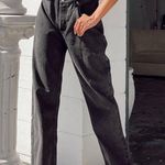 Princess Polly Asymmetric Straight Leg Jeans Black Photo 0