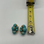 Joan Rivers Vintage Cluster Earrings Faux Turquoise Bead Gold Clip On Photo 3