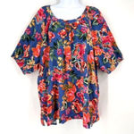 Christopher & Banks CJ‎ Banks Womens Top Tropical Floral Tropicana Blouse XL Short sleeve textured Photo 0