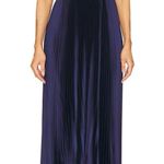 L'IDEE Womens Gala Gown Pleated Maxi Dress Size 8/S Midnight Navy Blue Satin Photo 0