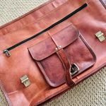 18 Inch Vintage Men's Brown Handmade Leather Briefcase Best Laptop Messenger Bag Photo 2
