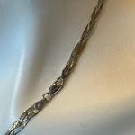925 Italy Vermeil Tricolor Braided Herringbone Necklace, Bracelet & Earrings Gold Photo 7