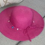 Pink Beachy Straw Floppy Hat Coastal Grandma Spring Beaded Photo 0