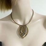 Chico's CHICO’s Brass-tone Multi-strand Micro Cable Fringe Gunmetal Rhinestones Necklace Photo 4