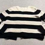 Elle Black & White Striped Heavyweight Knit Open Sweater Cardigan Jacket Large Photo 3