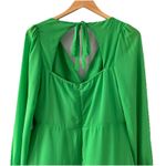 MELLODAY NWT Green Midi Dress M Smocked Cuffs Tie Back Cottagecore Romantic Photo 5