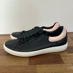 Ecco  Womens Soft 7 Easy Sneakers 9.5 Black Leather Low Top Lace Up Pink Photo 1
