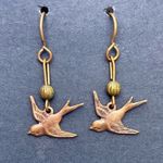 Handmade  Bronze Bird Dangle Earrings new drop nature boho birds swallow pretty Photo 0