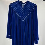 Heather L blue velour embroidered zip front robe vintage housecoat lounge sleep Size L Photo 8