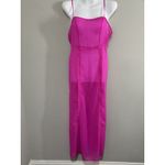Anthropologie Sheer Paneled Light Weight Hot Pink Maxi Dress Size 0 Photo 6