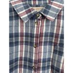 PacSun  Outer Banks Treasure Distressed Cropped Flannel Shirt Blue Red Medium Photo 4