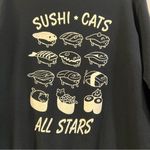 Rustic Charm Japanese Crew Neck Sweater Black Novelty Print Sushi Funny Food Cat Photo 4