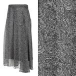 Brunello Cucinelli Paisley Print Silk Midi Skirt Grey Asymmetrical Chiffon Photo 2