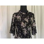 Code x Mode  Ruffle Mock Neck Smocked Floral Midi Dress Feminine Boho Flowy Fairy Photo 3