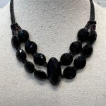 Vintage Faceted Black Bead Statement WhimsyGoth 90s Adjustable Choker Necklace Photo 1