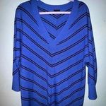 Talbots women's Blue V-Neck Chevron Stripe Cotton Blend Pullover Sweater Size XL Photo 0