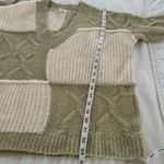 Peach Love California Peach Love Women’s Medium Green Patchwork Chunky Sweater Photo 5