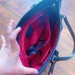 Coach Poppy Textured Patent Small Blaire Tote/Crossbody Brass / Navy Photo 14