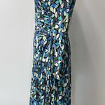 Talbots V Neck Womens 3/4 Sleeve Faux Wrap Dress Size 6 By Blue Leaf Print Photo 2