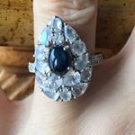 Natural Star Sapphire Rainbow Moonstone Sterling Silver Ring Size 7 Blue Photo 1
