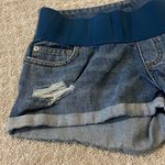 ASOS Maternity Medium Wash Distressed Rolled Denim Shorts Photo 2