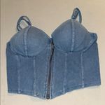 No Boundaries Denim Bustier Top with Zipper Photo 0