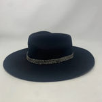 ZARA Hat Wool Fedora Hat with Crystals Rhinestones Wide Brim Black Size Small Photo 1