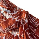 Forever 21 Tropical Print Linen Skirt Size M Knee Length Split Orange Coastal Photo 8