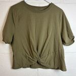 Fabletics Woman’s Olive Green Casual Short Sleeve Running Activewear Crop Top Photo 0