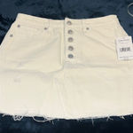 Free People  White Denim Button Up Skirt  Size 28 Photo 0