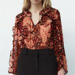 ZARA  ruffle paisley blouse bodysuit size M Photo 0