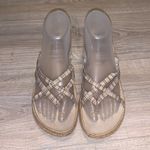 sbicca  beige tan strappy plaid wedged sandals Photo 1