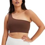 Girlfriend Collective Bianca One Shoulder Bra in Earth, Size Small Photo 0