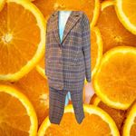 Jessica London Plaid Blazer Pants Suit Set Women 12 Wool Blend Brown Purple Photo 10