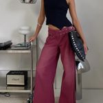 Princess Polly  Paltrow Mid Rise Wide Leg Cargo Jeans Washed Burgundy. Photo 3