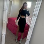 Amazon Black and White ribbed Long Sleeve maxi Dress with cutout in the front Photo 1