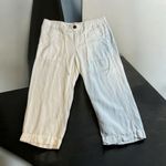 Democracy Women's Linen Blend Capri Pants Drawstring Waist Size 14 Off White Photo 1
