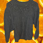 Adrianna Papell  Black Crew Neck Floral Knit Sweater Size Large‎ Photo 0