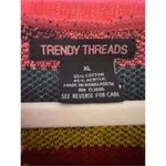 Trendy Threads Retro Multicolored Distressed Vneck Sweater Sz XL Pink Photo 3