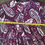 Umgee  burgundy red paisley baby doll ruffle oversized top v- notch neck boutique Photo 2