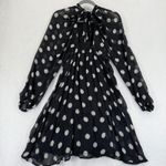 Urban Outfitters Maeve Anthropologie‎ Dress Small Black White Polka Dot Long Sleeve Tie Back Photo 6