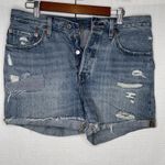 Levi's  501 Shorts Womens 30 Blue Comfort Distressed Button Fly Cut Offs‎ Western Photo 1