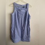 For Cynthia Linen Blend Striped Knee Length Shift Dress M Photo 3