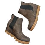 Sorel  Joan of Arctic Wedge II Chelsea Leather Lug Sole Ankle Boot Brown Black 8 Photo 3