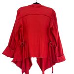 Free People raw femme linen orange blazer asymmetrical size large front pockets Photo 6