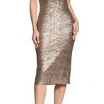 Dress the Population  Camilla Sequin Midi Dress Deep V Sleeveless Gold Size Small Photo 0