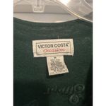 Women's Open Knit Long Cardigan Sweater Embroidered Size Medium Dark Green Wool Photo 2