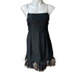 Juicy Couture Feather Hem Black Silk Dress, Sz 2 Photo 6
