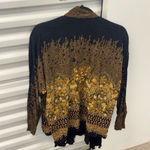 VintagCarole Little Cardigan Jacket Size Med to Laege Black and Gold with Beads Photo 3